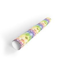 Load image into Gallery viewer, Gift Wrapping Paper Rolls - Rainbow Bubble Design with Black Crystal D100 Dice