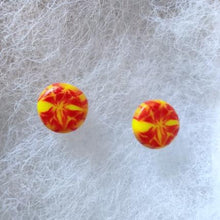 Load image into Gallery viewer, Two red and yellow stud earrings