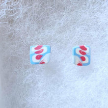Load image into Gallery viewer, Two white, pink, and blue stud earrings