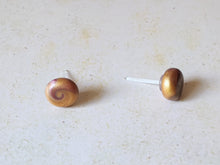 Load image into Gallery viewer, Gold and purple swirl earrings