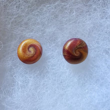 Load image into Gallery viewer, Gold and purple swirl earrings