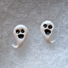 Load image into Gallery viewer, Metal Free Ghost Halloween Earrings with Hypoallergenic Plastic Posts