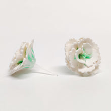 Load image into Gallery viewer, White and Mint Carnation Flower Metal Free Stud Earrings
