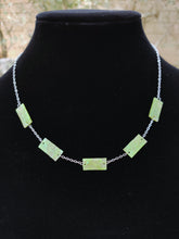 Load image into Gallery viewer, Five Bar Faux Jade Necklace with Stainless Steel Chain