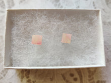 Load image into Gallery viewer, Square Faux Stone Metal-Free Stud Earrings with Hypoallergenic Plastic Posts