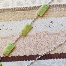 Load image into Gallery viewer, Five Bar Faux Jade Necklace with Stainless Steel Chain