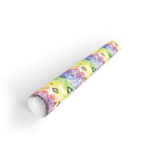 Gift Wrapping Paper Rolls - Rainbow Bubble Design with Black Crystal D100 Dice