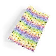 Load image into Gallery viewer, Gift Wrapping Paper Rolls - Rainbow Bubble Design with Black Crystal D100 Dice
