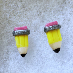 Pencil Stubs Metal Free Stud Earrings with Hypoallergenic Plastic Posts