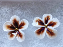 Load image into Gallery viewer, Gold, White and Purple Flower Metal Free Studs with Hypoallergenic Plastic Posts
