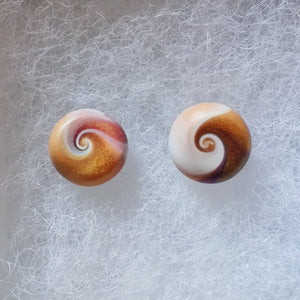 Purple, gold and white swirl earrings