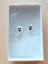 Load image into Gallery viewer, Metal Free Ghost Halloween Earrings with Hypoallergenic Plastic Posts
