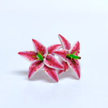 Load image into Gallery viewer, Stargazer Lily Oriental Lily Metal Free Stud Earrings
