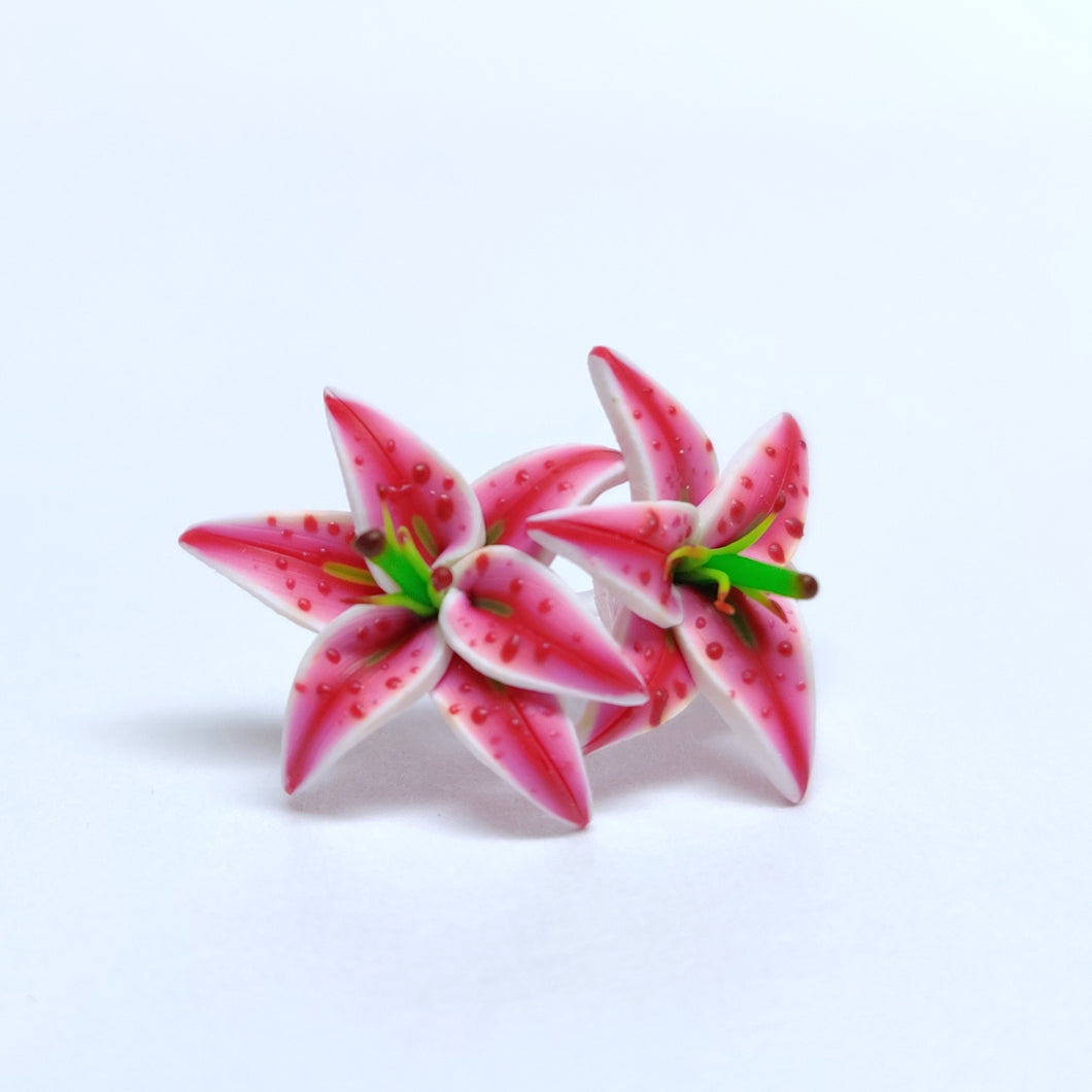 Stargazer Lily Oriental Lily Metal Free Stud Earrings