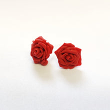 Load image into Gallery viewer, Red Rose Metal Free Stud Earrings
