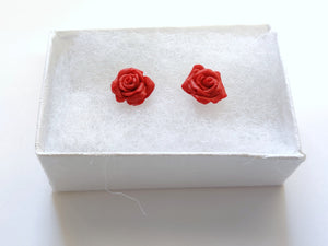 Red Rose Metal Free Stud Earrings