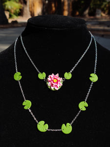 Layered Pink Waterlily Necklace