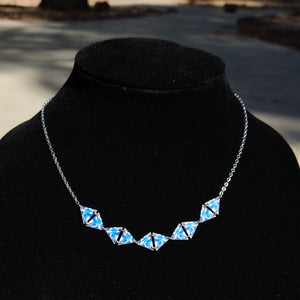 Five Diamond Blue Abstract Necklace