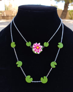 Layered Pink Waterlily Necklace