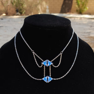 Layered Blue Abstract Necklace