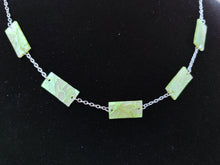 Load image into Gallery viewer, Five Bar Faux Jade Necklace with Stainless Steel Chain
