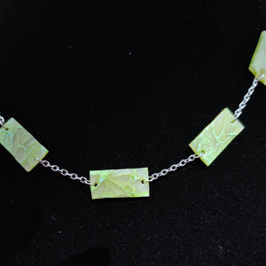 Five Bar Faux Jade Necklace with Stainless Steel Chain