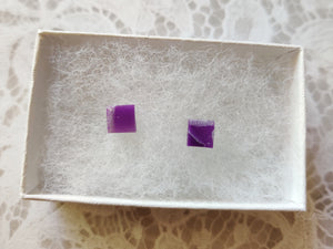 Square Faux Stone Metal-Free Stud Earrings with Hypoallergenic Plastic Posts