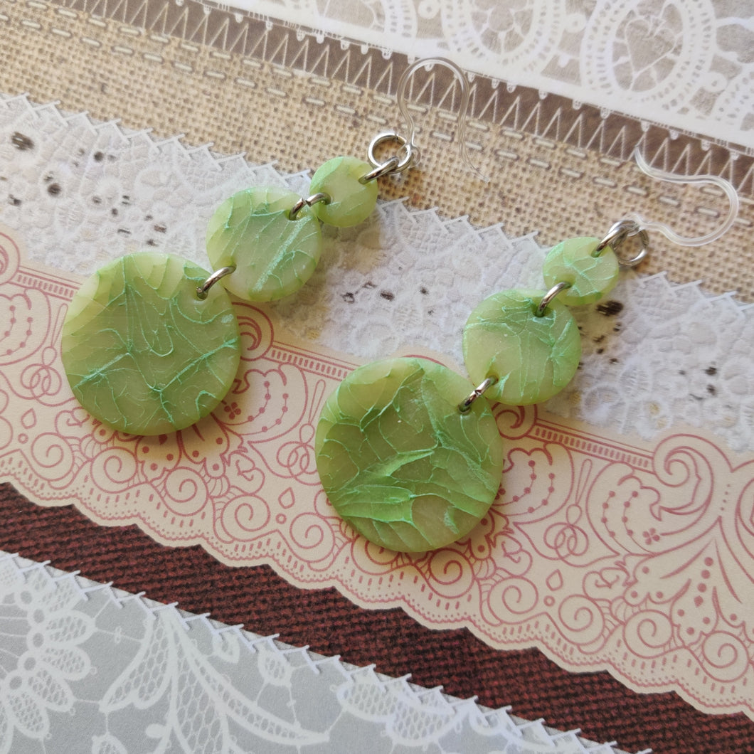 Large Three Circle Dangle Faux Stone Earrings