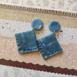 Square Faux Stone Drop Earrings