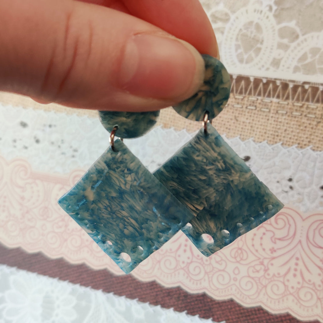 Square Faux Stone Drop Earrings