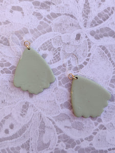 Shell Sage Green & Gold Speckled Earrings