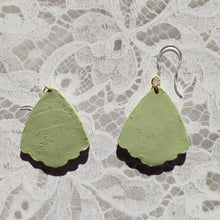 Load image into Gallery viewer, Shell Sage Green &amp; Gold Speckled Earrings
