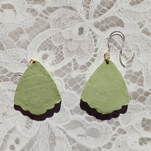 Shell Sage Green & Gold Speckled Earrings