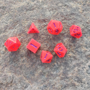 Hot Pink Glow Dice Chunky Full 7 Set