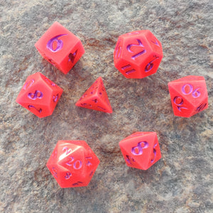 Hot Pink Glow Dice Chunky Full 7 Set