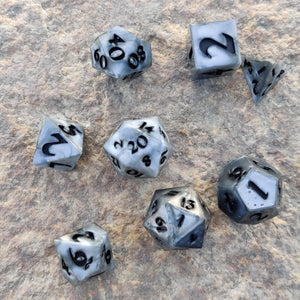 Metalic Grey Dice Chunky Full 7 Set