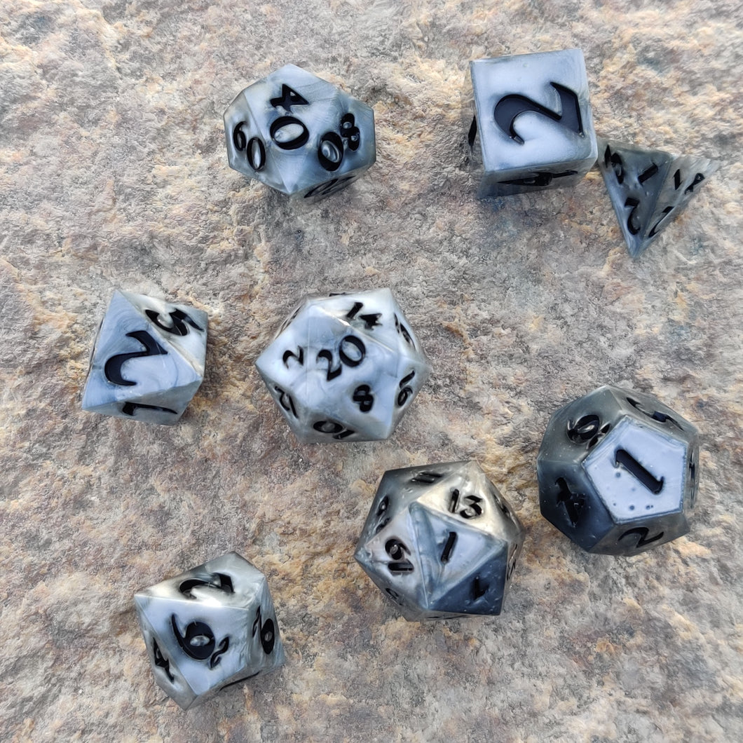 Metalic Grey Dice Chunky Full 7 Set
