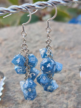 Load image into Gallery viewer, Blue RPG Dice Earrings - 7 Dice Dangle
