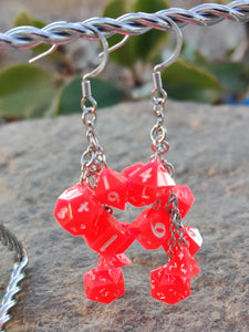 Blue RPG Dice Earrings - 7 Dice Dangle